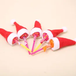 500 sztuk Mini Boże Narodzenie Santa Claus Hat Xmas Lollipop Wrap Kapelusz Ślub Cukierki Prezent Kreatywny Czapki W4 * H7CM Choinki Ornament Decor