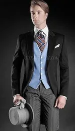 Klasyczny noszenie pana młodego czarne drużbowie jeden guziki Tuxedos Peak Lapel Men Suits Wedding/Prom/Dinner Man Blazer (kurtka+spodnie+krawat+kamizelka)