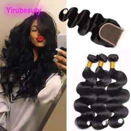 Malaysian Human Hair 3 Bundles With 4X4 Lace Closure 4pieces/lot Body Wave Bundles With Closures Drawstring Ponytail