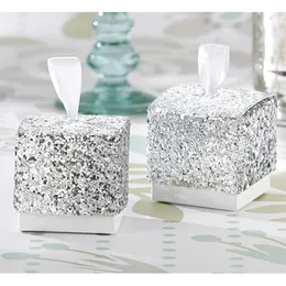 Glitter Papier Pudełko Pudełko Wedding Party Favor Candy Box Supplies Papier Czekoladowy Pudełko z wstążkami Party Decoration