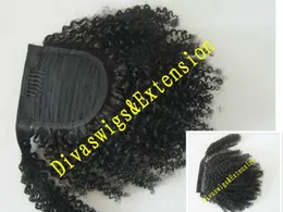 girl coleta extension pelo Afro kinky curly pony tail brazilian virgin hair wrap around human hair drawstring ponytail 120g for black women