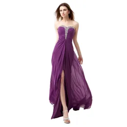 Qatar 2024 New Elegant Purple Bra Formal Evening Dresses Bridesmaid Prom Dresses Halter Tail Slits HY024