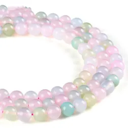 8mm natursten färgglada pärlor Morganite pärlor runda lösa pärlor 4mm 6mm 8mm 10mm 12mm för DIY Halsband Armband Smycken