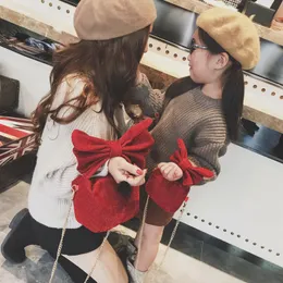 Family Matching Bags Autumn Winter Korean Fashion Mother And Daughter Chain Cross-body Shoulder Bags Big Bowknot Handbags 4 Colors Handbags