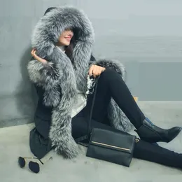 2017 Nowy Europejski Styl Moda Prawdziwy Futro Kobiety Ciepłe Futro Zimowe Płaszcz Długa Luksusowa Gruba Kurtka Nork