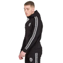 2018 Mäns nya sidostration Patchwork Hoodies Zipper Mode Hooded Långärmad Elastiska Män Gym Hoodies Sweatshirts