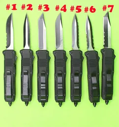1Pcs Sample C07 Mini double action Auto knives 440C stainless steel Black blade Pocket knife with nylon sheath and retail box