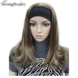 Strong Beauty Long Synthetic Wavy Full Capless Wigs Half Ladies' 3/4 Wig With Headband Wig