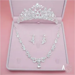 Shining Three Pies Bridal Jewelry Akcesoria 2018 Kryształowe Perły Headpieces Korona i Tiaras na imprezy weselne