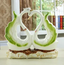 moderna ceramica verde amanti del cigno decorazioni per la casa artigianato decorazione della stanza oggetti regalo di nozze figurine di porcellana decorazione di nozze