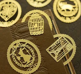 Niedliche goldfarbene Metall-Lesezeichen, modische Vogelkäfig-Kronen-Katzenklammern für Bücher, Papier, kreative Produkte, Schreibwaren