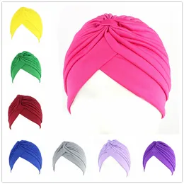 Nya muslimska kvinnor ruffle Solid Cotton Turban Hat Scarf Bandanas Cancer Chemo Beanies Headwear Head Wrap Cap Hårförlust Tillbehör