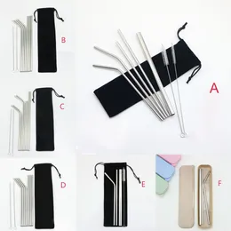 304 stainless steel drinking straws set 8 5 9 5 10 5 straight bent reusable straws sets 7 style dia 6mm