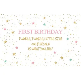 Maßgeschneiderter Hintergrund für die 1. Geburtstagsfeier, Twinkle Twinkle Little Stars, Polka Dots, Neugeborenen-Babyparty-Requisiten, Kinder-Fotohintergründe