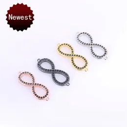Wholesale Handmade DIY Jewelry Accessories Copper Inlay Black CZ Rhinestone Figure Infinity Connectors Bracelet Necklace Charms Pendant Fits
