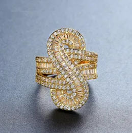 Vintage överdrift mode smycken högkvalitativt varmt helt ny 925 SilverGold fylld prinsessa cut 5A CZ Diamond Party Snake ring för kvinnor