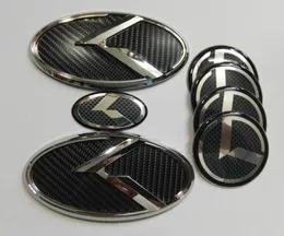 7pcs 3D black carbon K Emblem sticker for KIA new Forte YD K3 2014-2015 car emblems3142