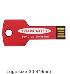 Bulk 50st 16 GB Anpassad LOGO USB 2.0 Flash Drive Nyckelmodell Anpassa namn Pen Drive Graverat Märkesminne för dator Laptop -surfplatta