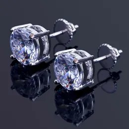 8mm hip hop guldpläterad rund full cz stud örhänge av mens kvinna stud örhängen med zircon sten kvinnor födelsedag gåvor