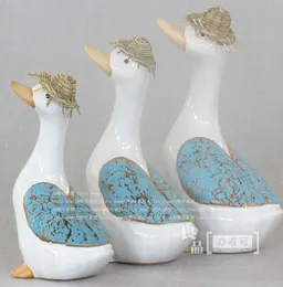 Ceramiczna Biała Kaczka Rodzina Home Decor Rzemiosła Dekoracja Ozdoba ceramiczna Ornament Porcelanowy Figurki Zwierząt Dekoracje Ślubne