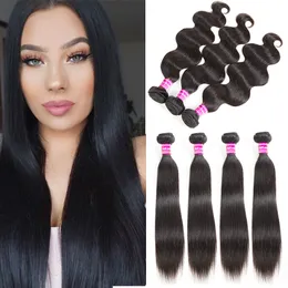 Wholesale Brazilian Virgin Hair Straight Human Hair Weaves Vendors bulk Body Wave Human Hair Bundles Extensions Natural Color Free Shipping