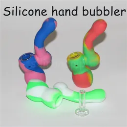 Pipa in silicone Pipa per tabacco Pipa per cucchiaio a mano Narghilè Bong multicolori Pipa portatile per shisha mini piattaforme petrolifere DHL