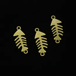 61 Stück Zinklegierung Charms Antik Bronze vergoldet Fischgräte Stecker Charms für Schmuckherstellung DIY handgefertigte Anhänger 31*12mm