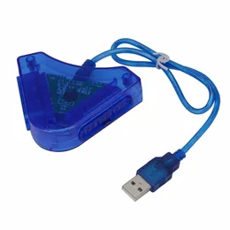 Ny joystick USB Dual Player Converter Adapter Cable för PS2 Gamepad Dual Playstation 2 PC USB-spelkontroll med CD-drivrutin Snabbt fartyg