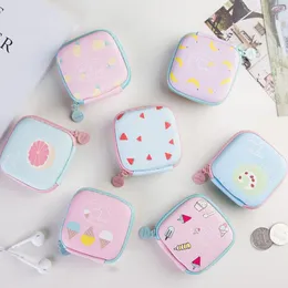 Cute Coin Organizer Travel Phone Power Charger Headphone Cable Digital Storage Box Square Headset Pouch Bags QW8457