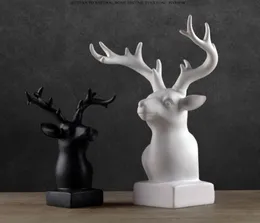 Nowoczesna kreatywna żywica jelenia głowy figurka vintage elk posąg wystroju domu rzemiosła pokój dekoracji obiektów żywica głowy zwierząt figurka