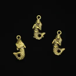 71pcs liga de zinco encantos de bronze antigo Bronze Charms de sereia para jóias que produzem pingentes artesanais DIY 22*12mm