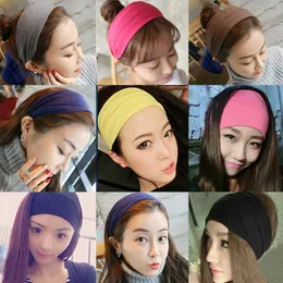 Puro cor esporte headband algodão elástico penteado largo 14 cores design simples cabeça wrap wholody2041
