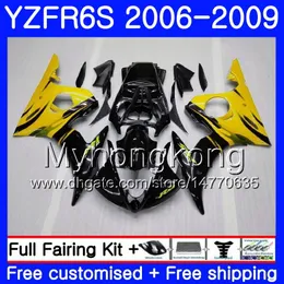 Karosserien für Yamaha YZF600 YZF R6 S YZF R6S 2006 2007 2008 2009 231HM.47 YZF-R6S YZF-600 YZF R 6S R6S 06 07 08 09 Verkleidungsset Gelbe Flammen heiß