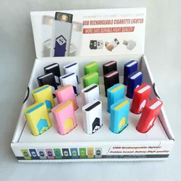 Laddningsbar elektronisk cigarett USB Flamlös cigarändare med displaybox erbjuder också bågfackra gasändare rökverktyg Tillbehör Bästa kvalitet