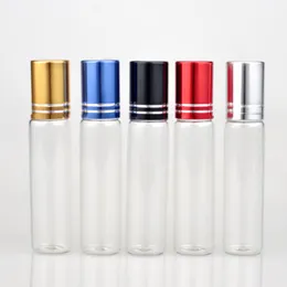10ML Transparent Clear Roll On Glass Packaging Bottle Empty Metal Roller Ball Essential Oils Perfume Bottles LX3950