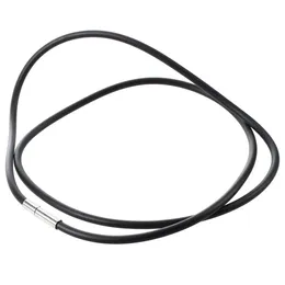 3mm Black Rubber Cord Necklace with Stainless Steel Closure Women Men Choker Accessories Collier - 25 5inch244O
