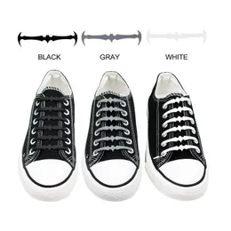 16pcs/Set Bat Cool Silicone Shoelaces Flat Elastic Unisex Black White Gray Shoe Laces For Sneaker Canva Shoes