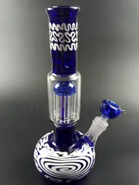 Tjockad blå bong raka rör frysbara bägare Hookahs glas vattenrör Bygg en DAB oljeplatta med 19mm skål