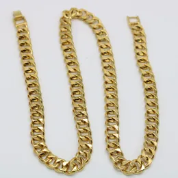 Mens Necklace Solid Chain 18k Yellow Gold Filled Classic Mens Curb Link Jewelry Statement Necklace 600mm Long