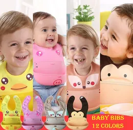 Baby Feeding Cute Creative Baby Bibs Waterproof silicone Lunch Feeding Bibs Cartoon Saliva Towel Burp Cloths ZD01