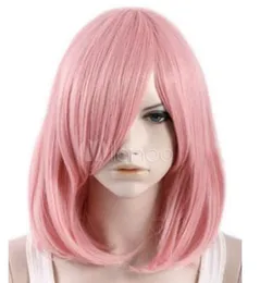 wie Echthaar Mode Naturliche charmant Damen Lang Glatt Rosa Perücken wig Neu