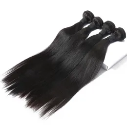 Elibess hår jet svart mänskligt hår väft 8a rak våg 100g / st 3 buntar / mycket mänskligt hår väv