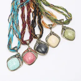 Vacker och färgglada bohemia hängsmycke halsband retro folk stil halsband flicka födelsedag trevliga present smycken 5 färgfritt skepp