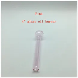 4.0Inch 10CM Pink Oil Burner Glass Pipe Pyrex Glass Oil Burner Pipe 6 Colors Oil Burner Pipe Water Hand Pipes Smoking Accessories