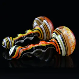 5 tums glassked rör Färgglada ihåliga glasrör Tobaksplattor Tobaks ört Bong Hand Bubblers Pipes I lager