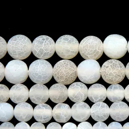 8mm Naturstein Frost Crab Weiß Agates runde lose Perlen 4 6 8 10 12MM Pick-Größe für Schmuckherstellung