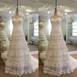 Real Photos 2018 Lace Tiered Boho Country Wedding Dresses Long Elegant Applique Bridal Gowns Plus Size Custom Made From China EN2267