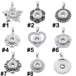 Favoritfärger metall 12mm Ginger Snap Button Pendants Halsband med kristall smycken utbytbara jewerly 8 stilar för val