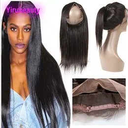 Brazilian Virgin Hair 360 Lace Frontal Straight Hair Pre Plucked Lace Band Baby Hair Extensions Top Closures Natural Hairline