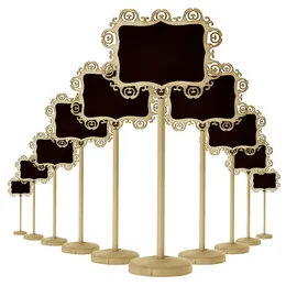 Kreative Holz Hohl Oval Herzförmige Mini Tafel Holz Tafel Auf Stick Stand Halter Tischnummer Hochzeit Dekoration